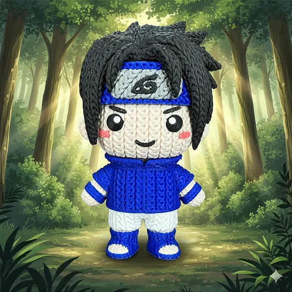 Sasuke Estilo Crochê Amigurumi