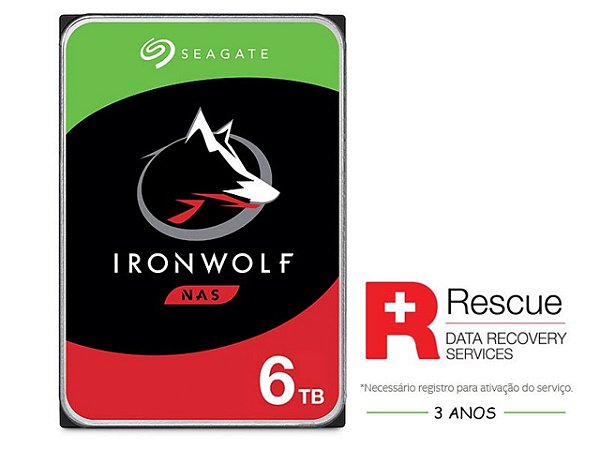 HDD 3,5" IRONWOLF PARA STORAGE E NAS SATA SEAGATE ST6000VN001