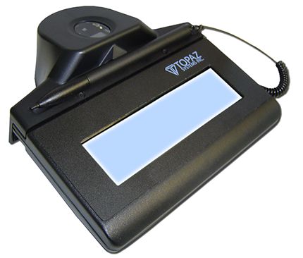 Coletor de Assinatura Topaz Systems USB TF-LBK463-HSB-R Modelo Série IDLITE LCD 1X5 Com Biometria