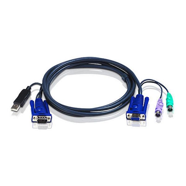 CABO KVM COM CONVERSOR PARA KVMS PS/2 E SERVIDOR USB 3,0 M - 2L-5503UP - ATEN