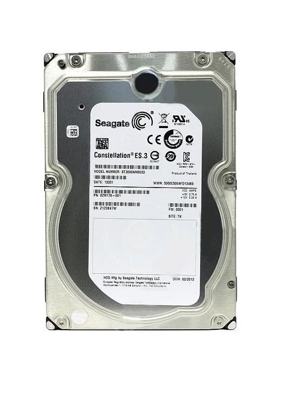 ST3000NM0033 - HD Servidor Seagate 3TB 7.2K 3,5 6G SP SATA