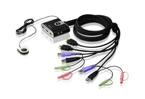 CS692 Switch USB HDMI/Cabo Audio KVM de 2 portas com seletor de porta remota