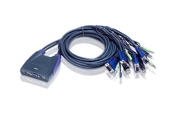 CS64US Comutador KVM de 4 portas por cabo USB VGA/Áudio (0,9m, 1,2m)