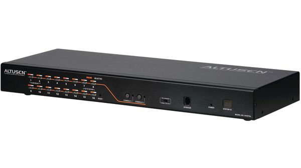 KH2516A Comutador KVM com 2 consolas de 16 portas Cat 5 com porta de ligação em cadeia