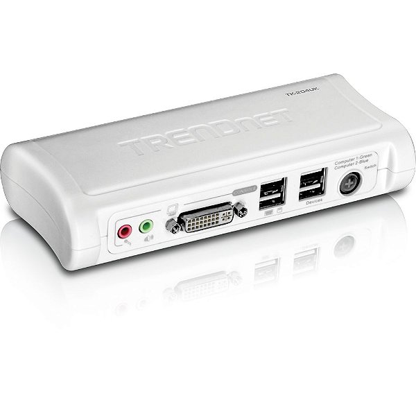 TK-204UK TRENDnet Kit de switch DVI USB KVM de 2 portas com áudio