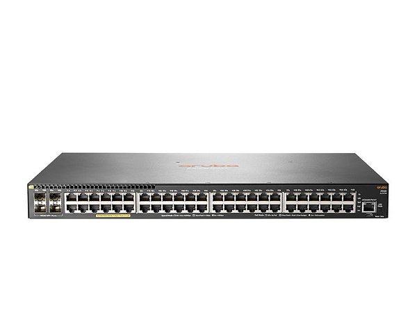 Switch 2540 Gerenciável 48G 4SFP+ com 48 portas PoE+ 10/100/1000Mbps RJ45 + 4 portas SFP+ (1/10G) (Potencia PoE: 370W) - Aruba / JL357A