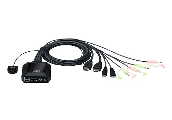 Switch KVM Aten de Cabo 4K HDMI de 2 portas USB com seletor de porta remota CS22H