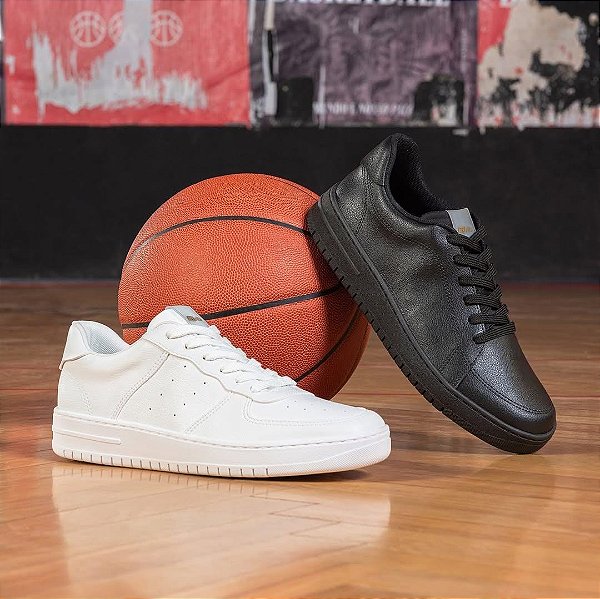 Tênis Basic ActVitta Preto-Branco Casual