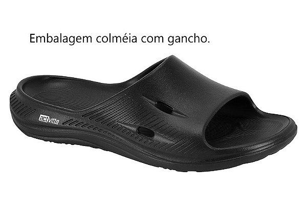 Chinelo Slider EVA ActVitta Preto e Azul