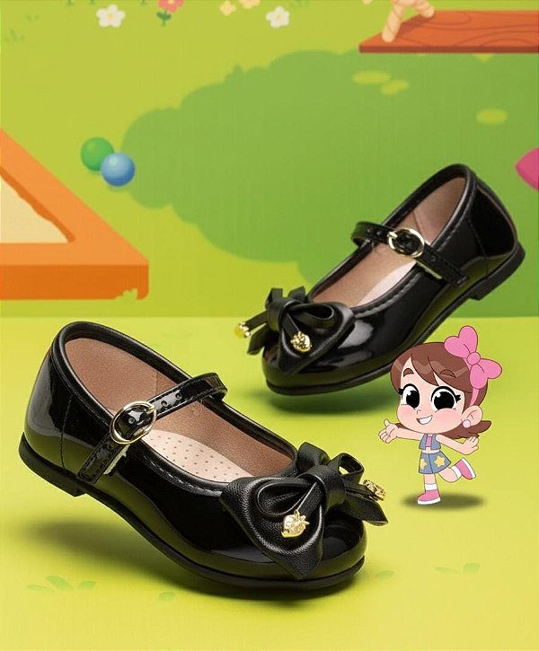 Sapatilha Molekinha Verniz Preto-Branco