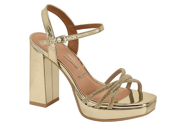 Sandália Vizzano Festa Dourada/Prata Salto Alto