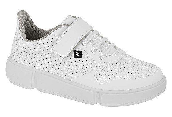 Tênis Infantil Branco Velcro e Cadarço Elástico