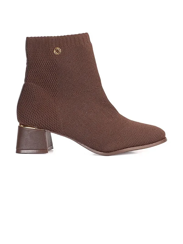 Bota Bebecê Cano Curto panho Marrom chocolate