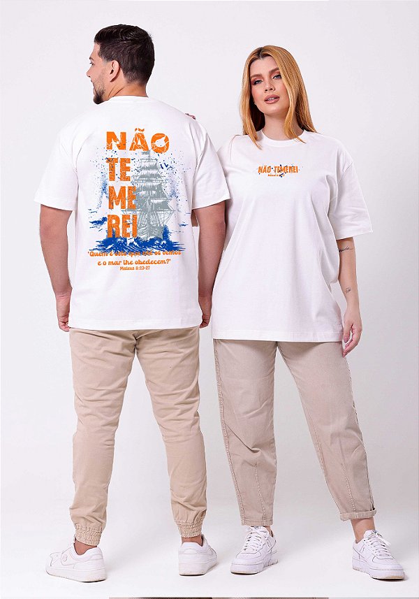 Camiseta Oversized Não Temerei- Cor Marfim