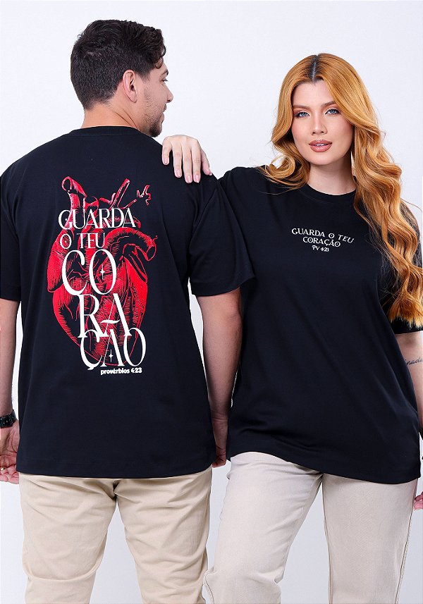 Camiseta Oversized Guarda o teu Coração- Preto