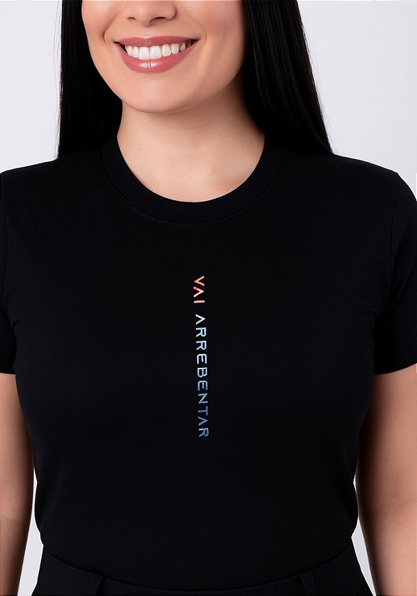 Camiseta Feminina Vai Arrebentar Alto Relevo -Cor Preto