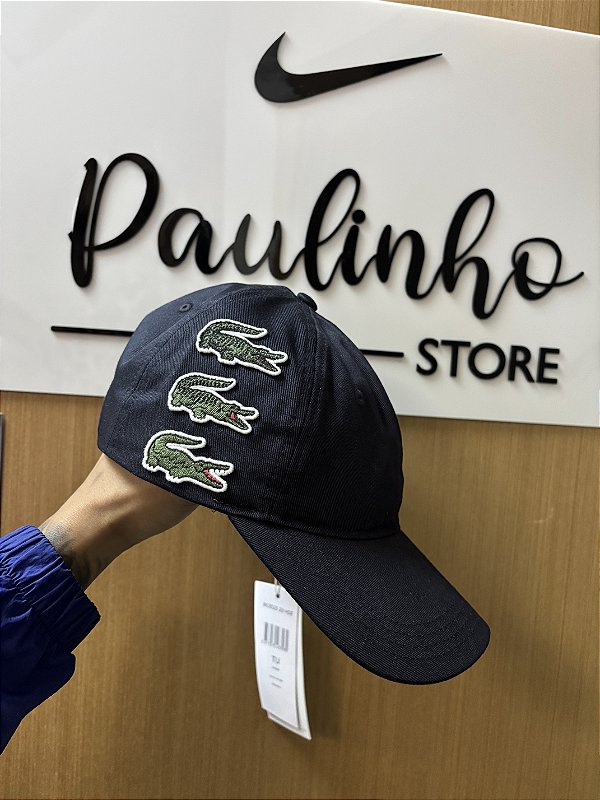 BONÉ LACOSTE 3 CROCO AZUL MARINHO