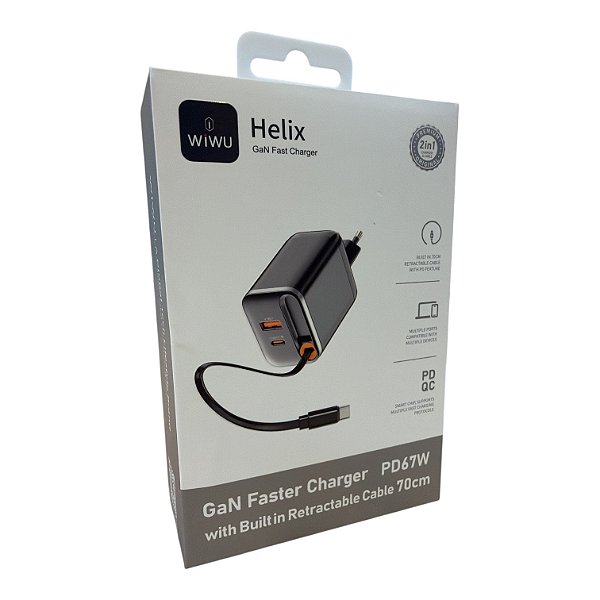 FONTE HELIX - 67W - USB-A/USB-C - BLACK - 5230