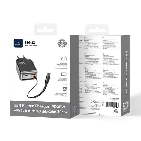 FONTE HELIX - 35W - USB-A/USB-C - BLACK - 5230