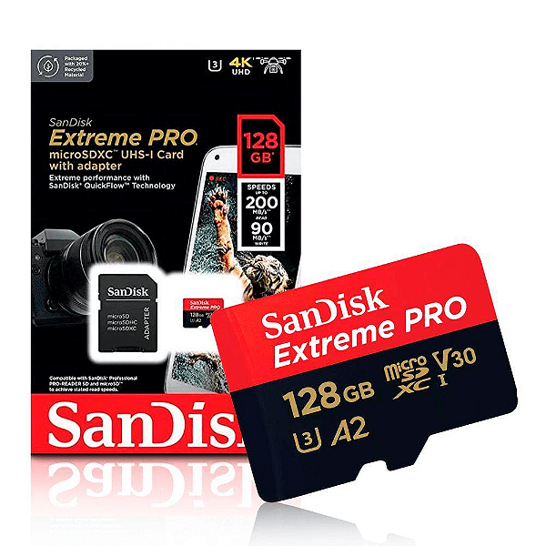 Sandisk Extreme PRO Cartão de Memória SDXC 4K Classe 10 - A2 - 200mb/s - 128GB