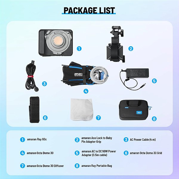 Luz De Vídeo Amaran Ray 60c Rgbww 60W Rgb