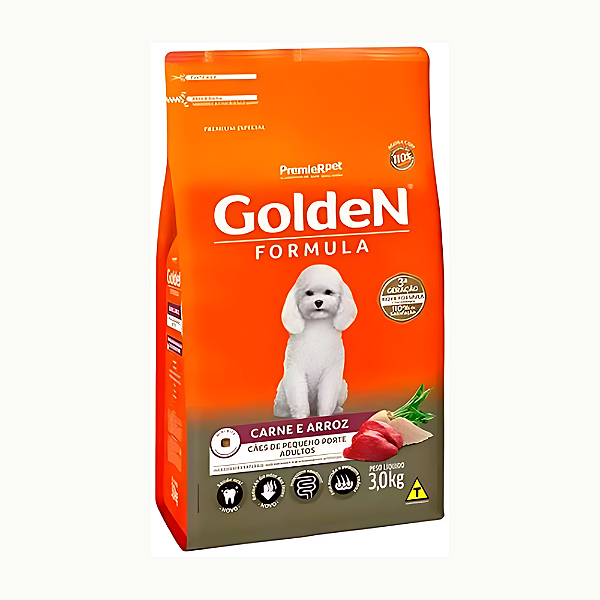 Ração Golden Formula Cão Adulto Raça Pequena Carne Arroz 3kg