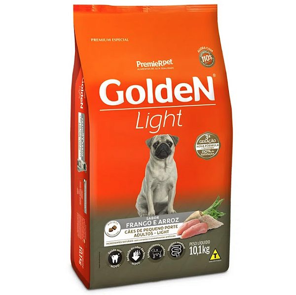 Ração Golden Light Cão Adulto Pequeno Frango Arroz 10,1kg