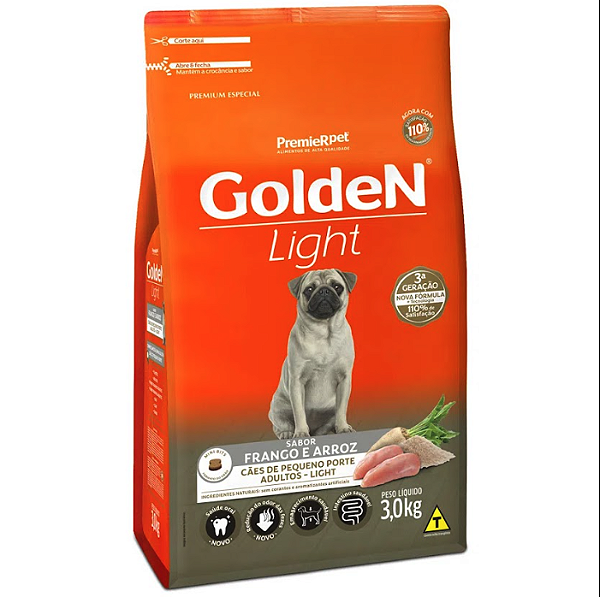 Ração Golden Fórm. Light Cão Adulto Pequeno Frango Arroz 3kg