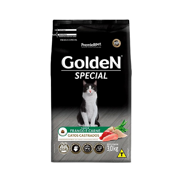 Ração Golden Special Gato Adulto Castrado Frango 3kg