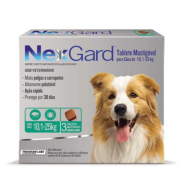 NexGard Antipulgas e Carrapatos Cães 10,1-25kg 3 tabletes