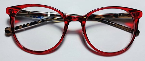 Óculos Receituário Acetato Oval Tartaruga Vermelho