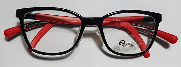 Óculos Receituário Infantil Flexível Preto e Vermelho