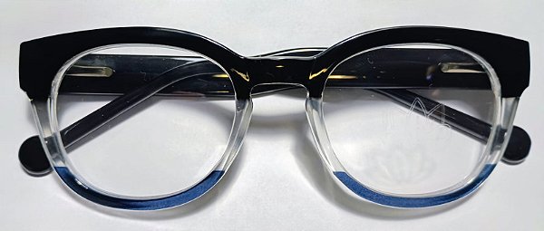 Óculos Adulto Unissex TR90 Bicolor Preto Transparente