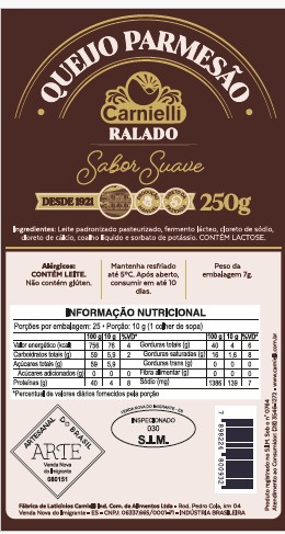 Queijo Carnielli Parmesão Ralado SUAVE 250gr EC