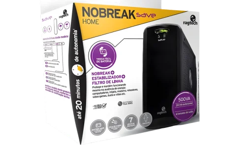 Nobreak Ragtech 500va Save Home Trivolt S 115V 60hz Preto