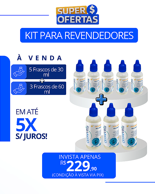 Kit Revendedor "2" | 5 Frascos de 30 ml + 3 de 60 ml