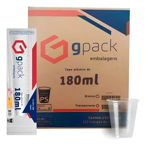 Caixa Copo Descartável G Pack 180Ml