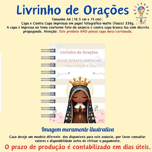 Kit 20 Livrinhos de Orações Personalizado Tema Nossa Senhora Aparecida