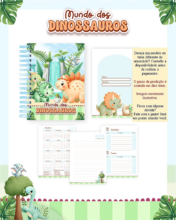 Caderno A5 no Tema Dinossauro