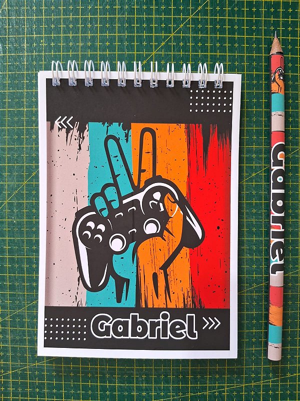 Kit 20 Bloquinhos + Lápis + Saquinho + Laço Tema Games