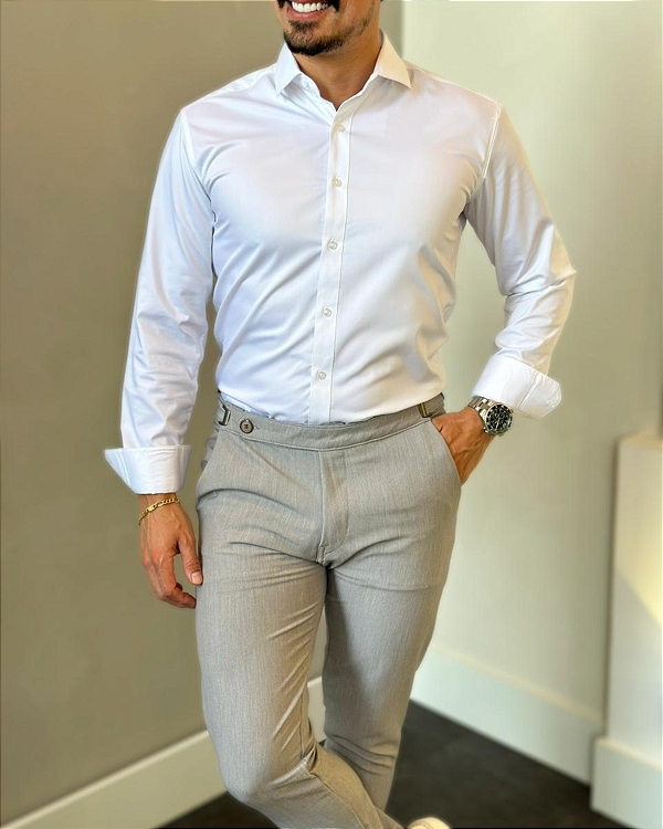 CALÇA PRÍNCIPE DE GALES CINZA