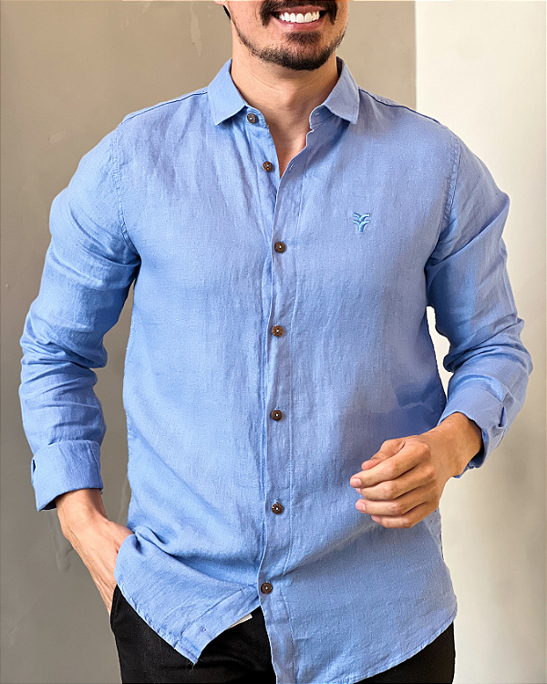 CAMISA LINHO SUIÇO FERG AZUL