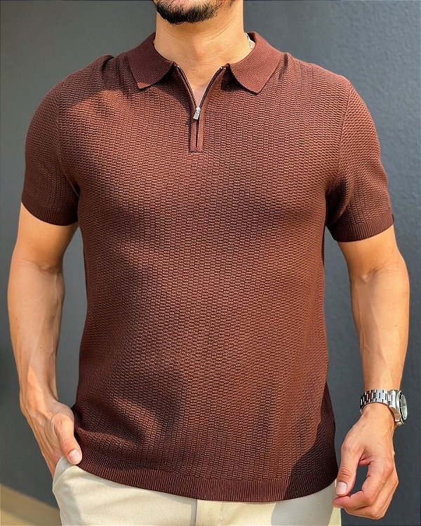 POLO SIENA ZÍPER MARROM