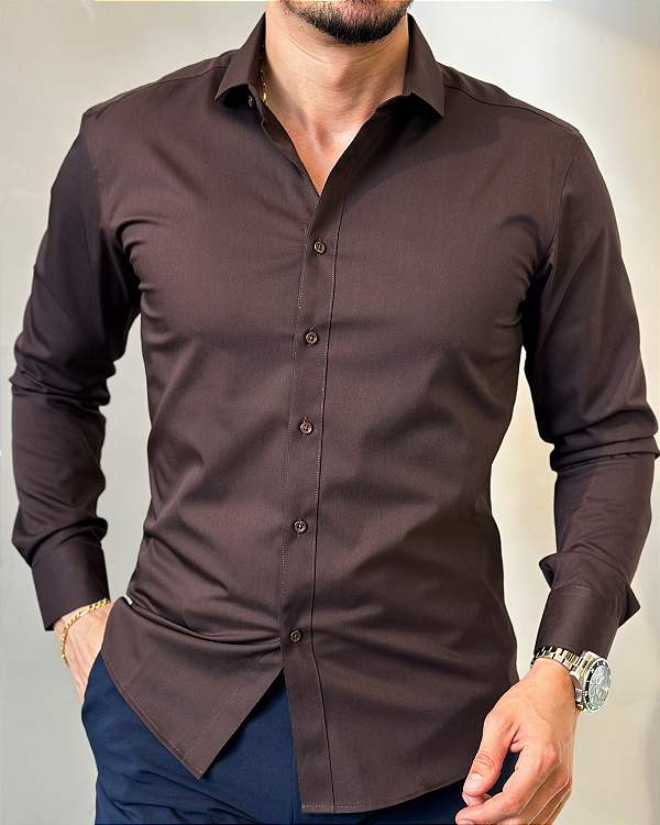 CAMISA SOCIAL FERG MARROM