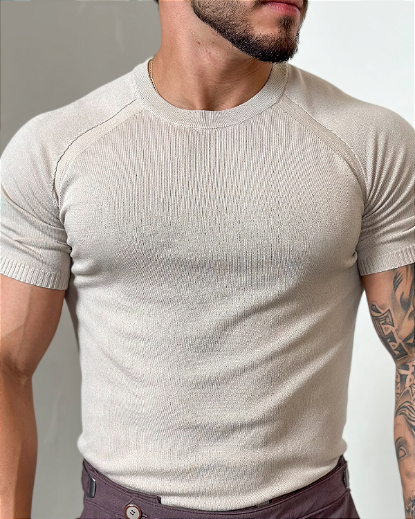CAMISETA MODAL RAGLAM BEGE