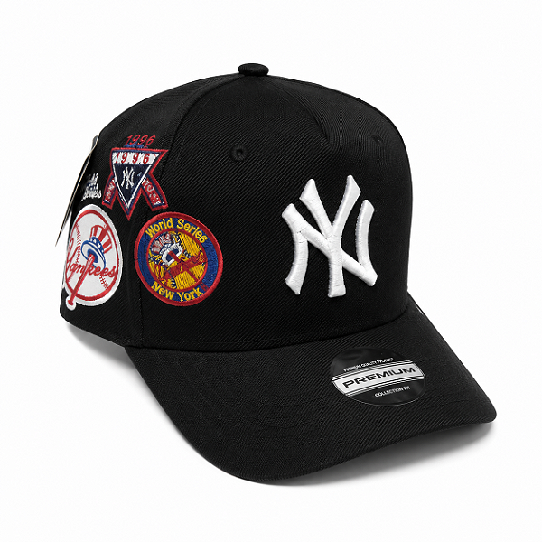 Boné New York NY Premium Preto Bordado | 3 Patches Bordados