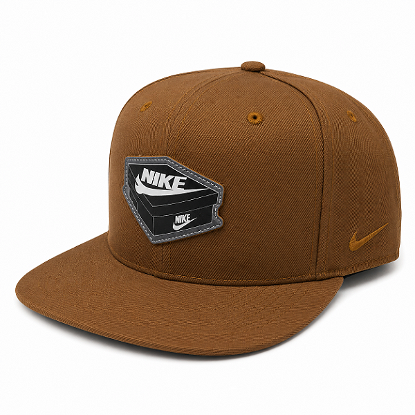 Boné Nike Aba Reta Snapback Marrom Logo Emborrachada Unissex