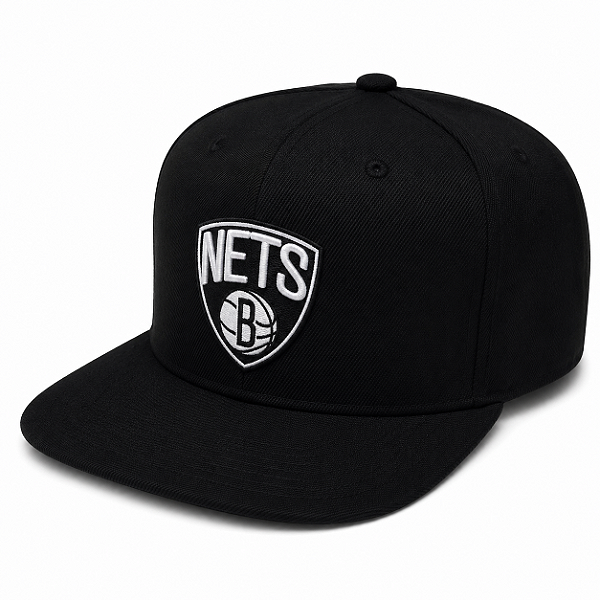 Boné Mitchell & Ness Brooklyn Nets NBA Aba Reta Snapback Preto Unissex