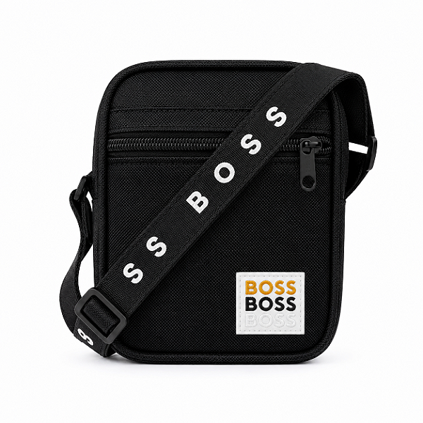 Shoulder Bag Boss Premium Preta Transversal com Alça Ajustável