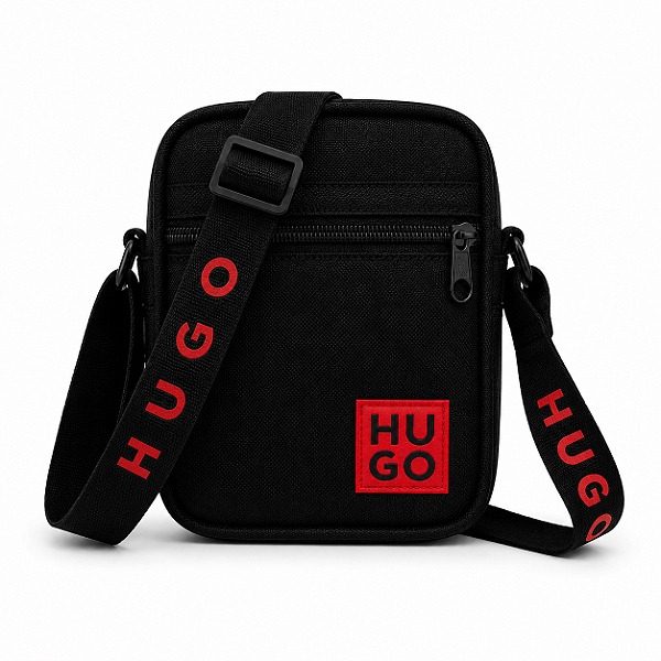 Shoulder Bag HUGO Premium Preta Transversal com Alça Ajustável